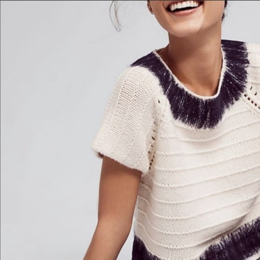{Anthro} Field Flower Feltwork Cropped Sweater